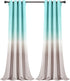 Lush Decor Aqua and Gray Umbre Fiesta Curtains Room Darkening Window Panel Set for Living, Dining, Bedroom (Pair), 95? Long x 52? Wide, L, Aqua & Gray