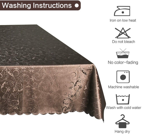 Locika Washable Vinyl Tablecloth Easy Care Dinning Tablecloth Rectangle Heavy Plastic Tablecloth Waterproof Spillproof Vinyl Tablecloth (Chocolate, 60" X 120" Rectangle/Oblong)