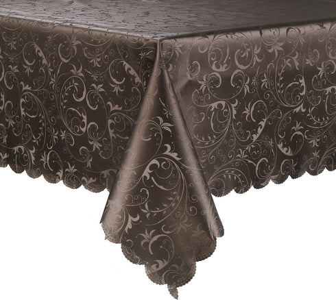 Locika Washable Vinyl Tablecloth Easy Care Dinning Tablecloth Rectangle Heavy Plastic Tablecloth Waterproof Spillproof Vinyl Tablecloth (Chocolate, 60" X 120" Rectangle/Oblong)