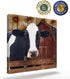 Farmhouse Cow Canvas Print Wall Art Oil Paintings Creative Picture Prints Artwork for Home Bedroom Bathroom Decor,Stretched and Framed Ready to Hang, Country Rustic Wood Barn Fence and Sunflower