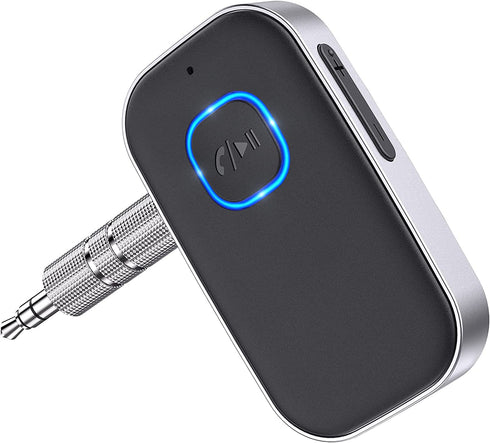 COMSOON Bluetooth 5.0 Receiver for Car, Noise Cancelling Bluetooth AUX Adapter, Bluetooth Music Receiver for Home Stereo/Wired Headphones/Hands-Free Call,16H Battery Life-Black+Silver