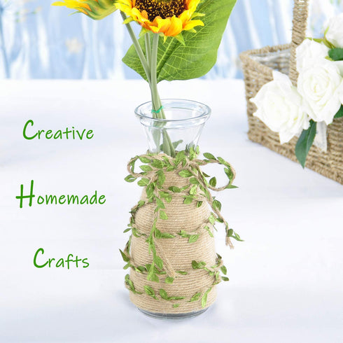 Naidiler 196 Ft Green Leaf Ribbon Jute Burlap Twine Vine with Artificial Leaves for Safari Decor Baby Shower Jungle Decor and DIY Wreath Wraping Craft