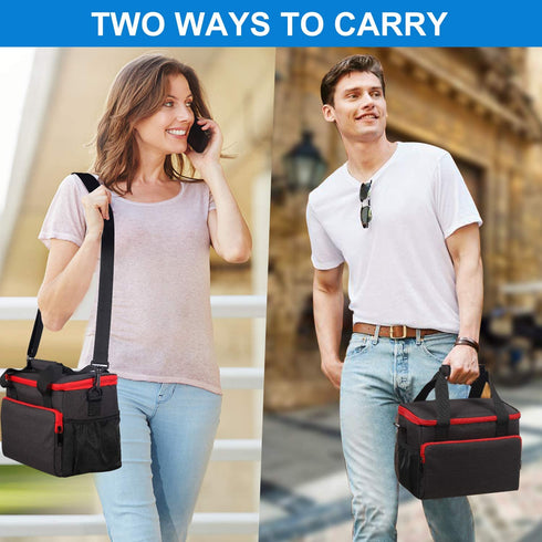 Adult Lunch Box for Men & Women Insulated Lunch Bag with Adjustable Shoulder Strap, Leak Proof Reusable Lunch Cooler Tote Bag for Office work, Picnic and Outdoor (Black)