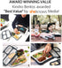 Bento Lunch Box For Adults, Kids | Leakproof Meal Prep Portion Control Boxes Japanese Style for Boys Teens 3 Compartment Slim Container For Work, School | Eco-friendly Divided Containers, Grey - Black