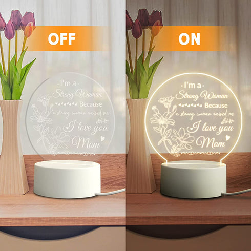 Mother's Day Gifts for Mom from Daughter - Personalized Acrylic Night Light with Base, Birthday Gifts for Mom, Mom Night Lamp Gifts for Thanksgiving Christmas
