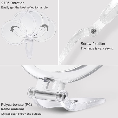 Handheld 20x Magnifying Mirror with Folding Handle, Portable Hand Mirror with Magnification for Makeup/Travel, Double Sided, Round, 6"