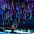 Meteor Shower Lights, Waterproof Falling Rain Lights with 30cm 8 Tubes 144 LED Falling Rain Drop Christmas Icicle Cascading Lights for Halloween Thanksgiving Holiday Party Home, UL Plug, Multicolor