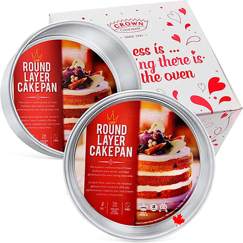 Crown 6 inch Cake Pans Set of 2, 2 inch Deep, Heavy Duty, Fully Straight Sides, Made in Canada