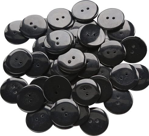 GANSSIA 1 Inch (25mm) Black Color Buttons 2 Holes Resin Button for Sewing and Craft Pack of 100pcs