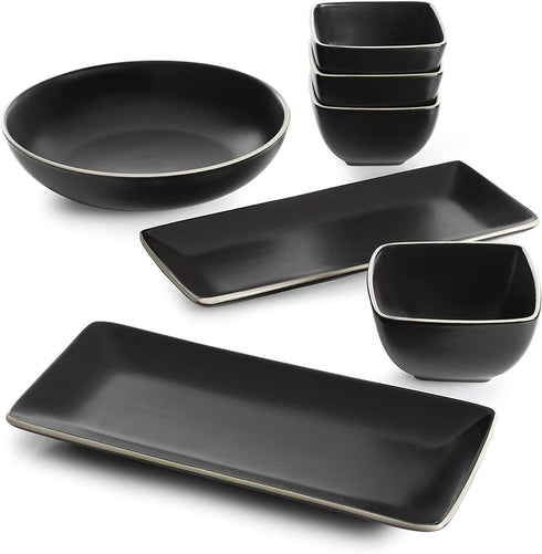 Gibson Elite Soho Lounge Dinnerware Set, (2) Platter, Matte Black