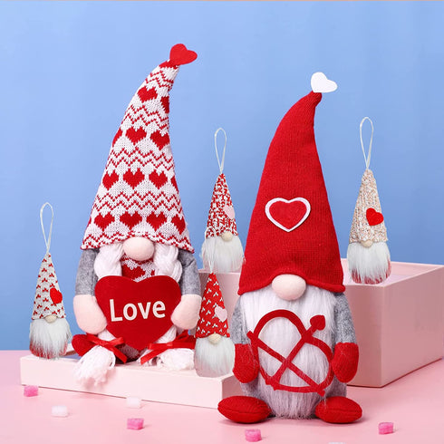 6Pcs Valentine's Day Faceless Doll Ornament,Nordic Handmade Gnomes Plush Doll Home Decoration Mothers Day Wedding Birthday Gifts Toys