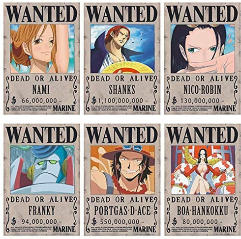 One Piece Wanted Posters, New Edition, 28.5cm—19.5cm, Luffy 1.5 Billion, Pack of 24