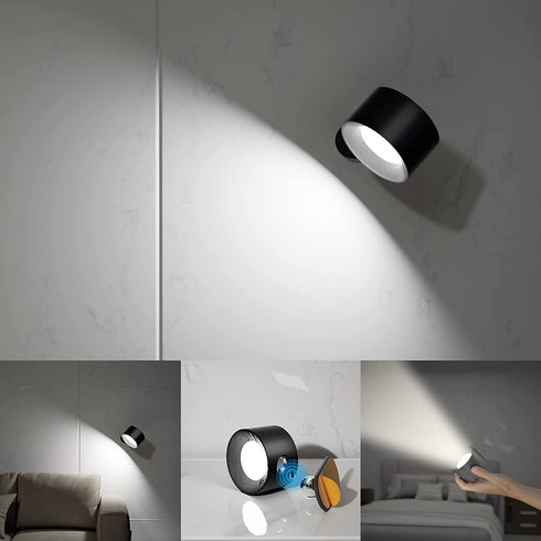 Koopala LED Wall Mounted Reading Lights, Wall Sconce?with USB Charging Port 3 Brightness Levels Rechargeable Battery 360°Rotate Magnetic Ball Dimmable Touch Control, Lamps for Kid Study Bedside-1Pack