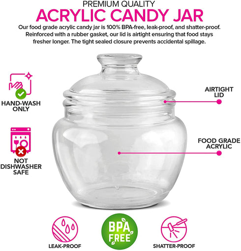 Modern Innovations 40 oz Candy & Cookie Jar with Lid, Premium Acrylic Clear Apothecary Jar, Wedding & Home Décor Centerpiece Cookie Candy Buffet Decorative Kitchen