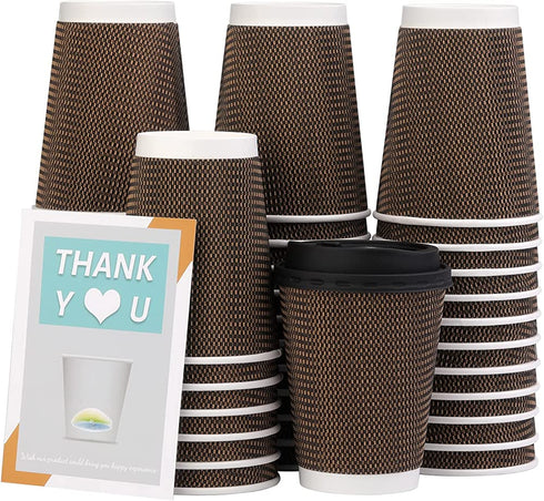 HSSUGI 12 Oz Premium Insulated Ripple Paper Coffee Cups,40 Packs Paper Coffee Cups with Lid,Disposable Paper Cups .To Go Paper Coffee Cups for Drink,Travel,Home and Office