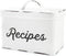 AuldHome Rustic White Recipe Box; Enamel Farmhouse Recipe Holder and Organizer for 4 x 6 Inch Recipe Cards