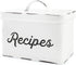 AuldHome Rustic White Recipe Box; Enamel Farmhouse Recipe Holder and Organizer for 4 x 6 Inch Recipe Cards