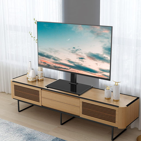 Rfiver Universal Table Top TV Stand TV Base Replacement for Most 27 30 32 39 40 42 43 49 50 55 inch LCD LED Plasma Flat Screen TVs, Vesa Mount Holds up to 88lbs, Height Adjustable and Cable Management