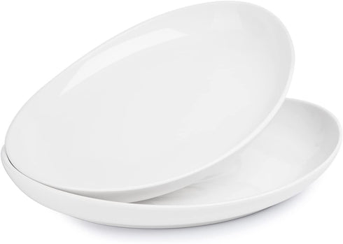 Sweese 715.101 Oval Serving Platters, 12.5 Inch White Porcelain Serving Platters for Party, Large Oval Serving Trays Serving Plates for Fish Dish, Steak, Restaurant, Dessert Shop, Set of 2