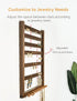 Mymazn Easy Assemble Solid Walnut Wood Earring Wall Holder Hanging Jewelry Organizer Necklace Holder Earring Hanger Wall Mount Jewelry Organizer for Necklaces Rings Scruncies Organization