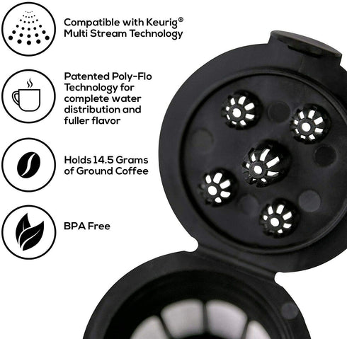 Cafe Supreme Reusable Single Serve Coffee Filter K Cup Pod + EZ-Scoop Coffee Scoop with Funnel | Compatible with Keurig K Supreme (Plus) Coffee Maker