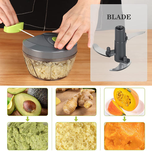 Manual Food Chopper Vegetable Cutter, Chopper Hand String Vegetable Chopper Onions Cutter for Vegetable Fruits Nuts Durable BPA Free Food Safe Material (2 Cup-Gray)