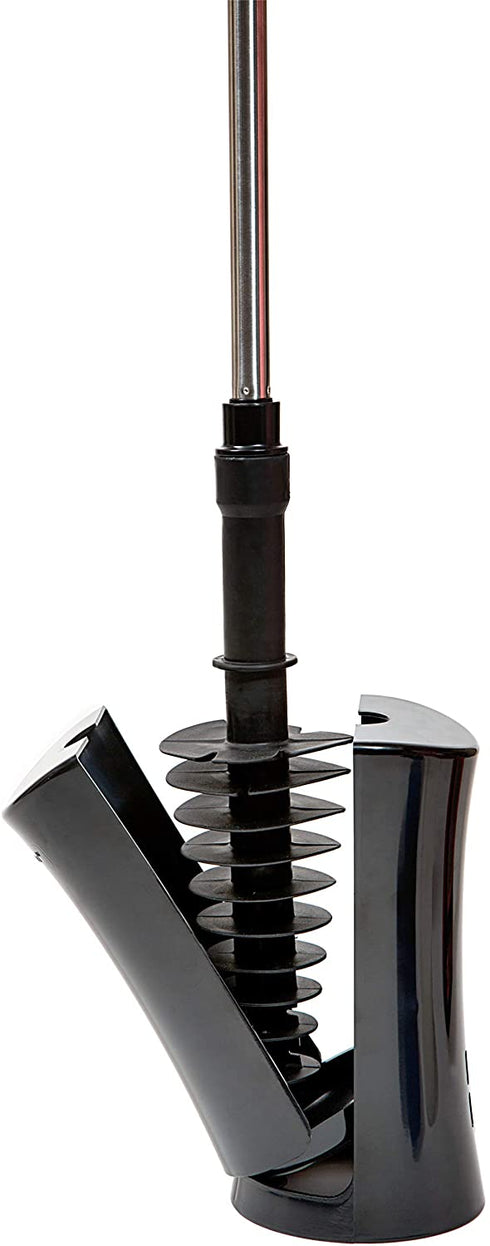 ToiletShroom Revolutionary Plunger, Squeegee, Clog Remover, Drain Cleaner, Bathroom Toilet Dredge Tool, Stainless Steel Handle with Caddy Holder, Оne Расk, Black