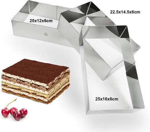 NewlineNY Stainless Steel Cake Mousse Ring (Rectangular Cake Pastry Rings)