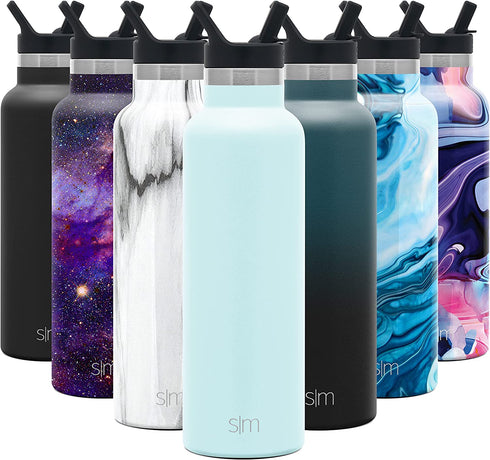 Simple Modern Water Bottle with Narrow Mouth Straw Lid Metal Thermos Vacuum Insulated Stainless Steel l Reusable Leak Proof BPA-Free Flask | Ascent Collection | 20oz, Seaside