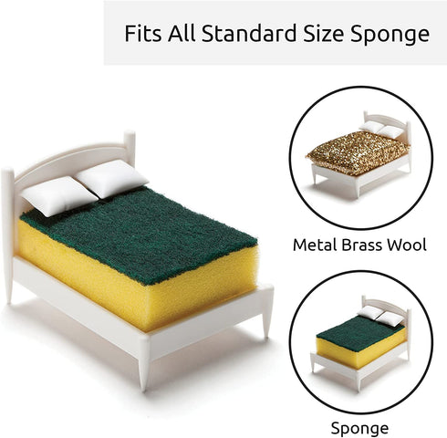 OTOTO Clean Dreams Kitchen Sponge Holder - Plastic Dish Sponge Holder for Kitchen Sink, Fits Any Standard Size Scrubby - Kitchen Sink Organizer, Decor, and Unique Gift Idea - Sponge Included