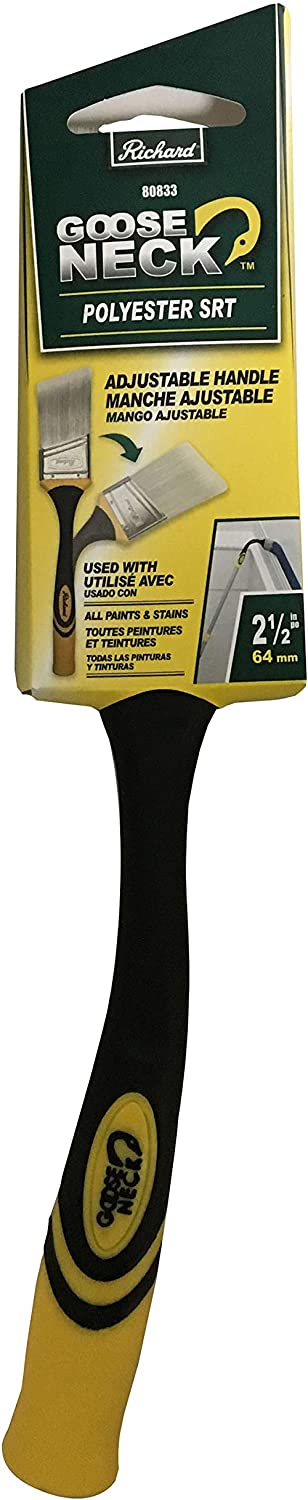 Richard 80833 Goose Neck Angular Paint Brush with Flexible Soft Grip Handle, 2-1/2"