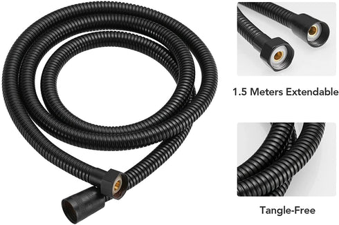 BESy 2 In 1 Function Handheld Shower Head Set High Pressure 7 Inch Shower Head High Flow Hand Shower Wand with 59 Inch Hose, Bracket, Matte Black Finish
