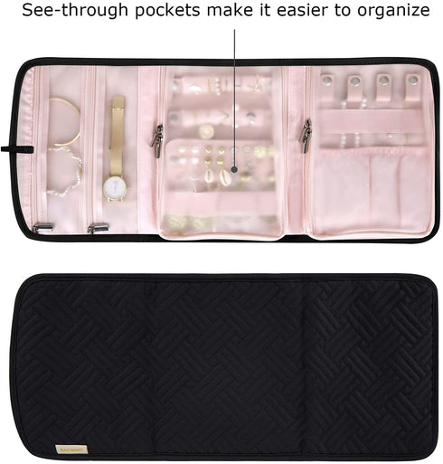BAGSMART Jewelry Organizer Roll Travel Jewelry Storage Bag for Necklace, Earrings, Rings, Bracelet