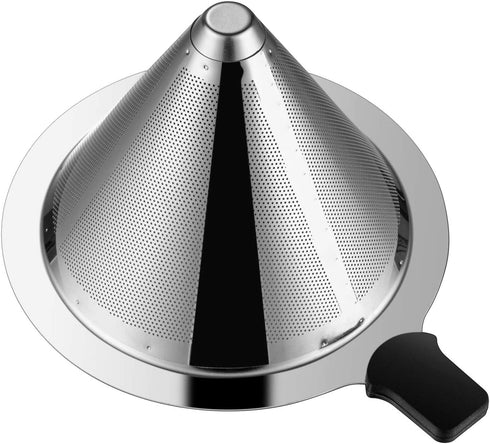 Small Size Pour Over Coffee filter Paperless Pour Over Coffee Dripper Manual Reusable Stainless Steel Coffee Filter, Single Drip Brew, Double Mesh Liner (1~2 Small Cups)