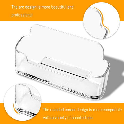 DMFLY 16 Pack Business Card Holder for Desk, Acrylic Business Card Holder Clear Plastic Business Card Stand Desktop Business Card Holders for Exhibition, Home & Office, Fits 30-50 Business Cards