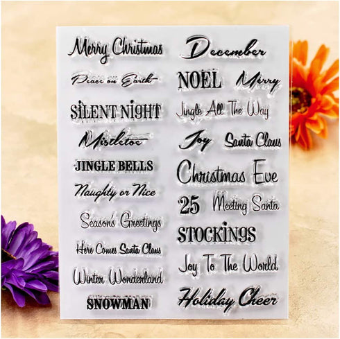 Kwan Crafts Words Merry Christmas Snowman Season's Greetings Clear Stamps for Card Making Decoration and DIY Scrapbooking