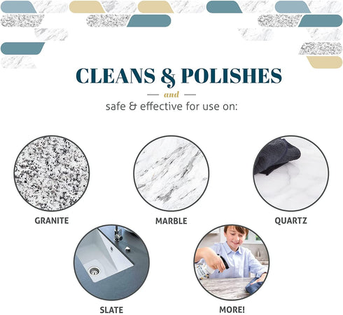 Therapy Granite & Stone Cleaner & Polish (2 Pack) - Daily Clean and Shine Granite Marble Soapstone Quartz Quartzite Slate Limestone Corian Laminate Tile Countertop