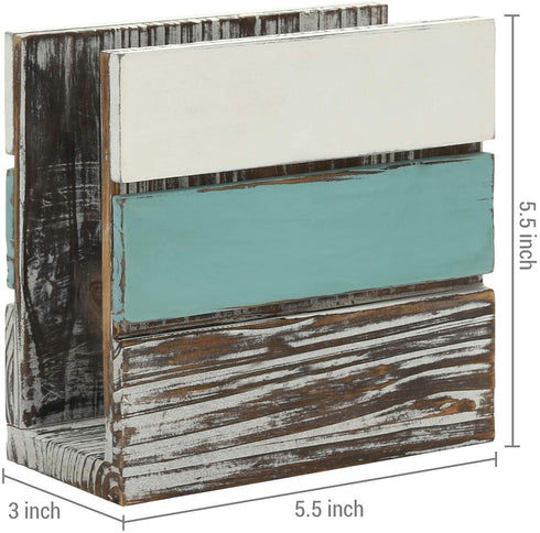 MyGift Rustic Napkin Holder Torched Wood Home Kitchen Napkin Dispenser Rack with Mixed Color Design