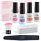 Aikker Dip Powder Gel Liquid Set 7pcs Base Top Coat Activator Dipping Powder Tools Kit with Recycling Tray Nail Brush File AK19