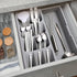 Sazoemao Kitchen Drawer Organizer Tray,Silverware Organizer Storage Tray,DrawerStore Compact Cutlery Expandable Organizer for Kitchen Drawer Holding Flatware Spoons Forks Grey