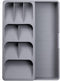 Sazoemao Kitchen Drawer Organizer Tray,Silverware Organizer Storage Tray,DrawerStore Compact Cutlery Expandable Organizer for Kitchen Drawer Holding Flatware Spoons Forks Grey