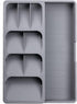 Sazoemao Kitchen Drawer Organizer Tray,Silverware Organizer Storage Tray,DrawerStore Compact Cutlery Expandable Organizer for Kitchen Drawer Holding Flatware Spoons Forks Grey