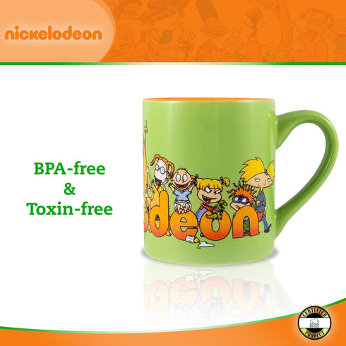 Silver Buffalo Nickelodeon 90™s Logo and Characters Ceramic Mug, 14 Ounces