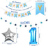 JOYYPOP 1st Birthday Decorations for Boys - Baby 1st Birthday Party Supplies 67PCS with 1st Birthday Baby Crown, ONE Cake Topper, 1st Birthday Highchair Banner Decorations(Blue)