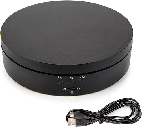 Leadleds 360 Degree Turntable Display Stand, 3 Speeds Electric Rotating Display Stand for Photography Video Shooting Props Jewelry (Black)