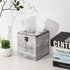 Distressed Farmhouse Square Solid Wood Tissue Box Cover with Slide-Out Bottom Panel Honey Brown Tissue Box Holder for Bathroom Living Room Dining Room Bedroom Toilet (Grey White)