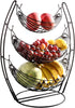 YCOCO 3 tier fruit basket for kitchen,Black,Detachable countertop metal food Vegetable Storage Stand,for farmhouse,living room,dining room