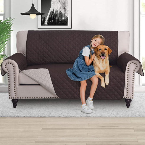 RHF Reversible Loveseat Covers for Dogs, Couch Covers for Dogs, Loveseat Cover for Dogs,Pet Cover for Loveseat, Loveseat Slipcover&Love Seat Couch Covers,Machine Washable(Loveseat:Chocolate/Beige)