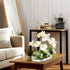 YOBANSA Orchid Bonsai Artificial Flowers with Imitation Porcelain Flower Pots Phalaenopsis Fake Flowers Arrangements for Home Decoration (White 1)