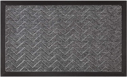 Gorilla Grip Durable Natural Rubber Door Mat, Waterproof, Low Profile, Heavy Duty Welcome Doormat for Indoor and Outdoor, Easy Clean, Rug Mats for Entry, Patio, Busy Areas, 17x29, Steel Chevron